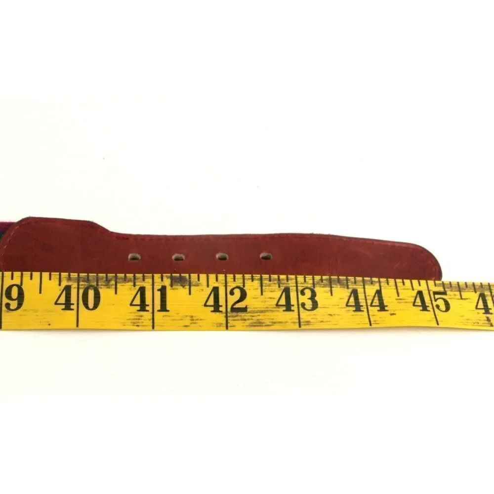 BROWN REAL LEATHER BLUE RED CANVAS 1 1/4